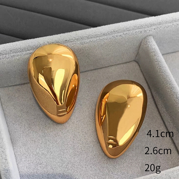 

PandaHall Teardrop Alloy Stud Earrings, Golden, 41x26mm Alloy Teardrop