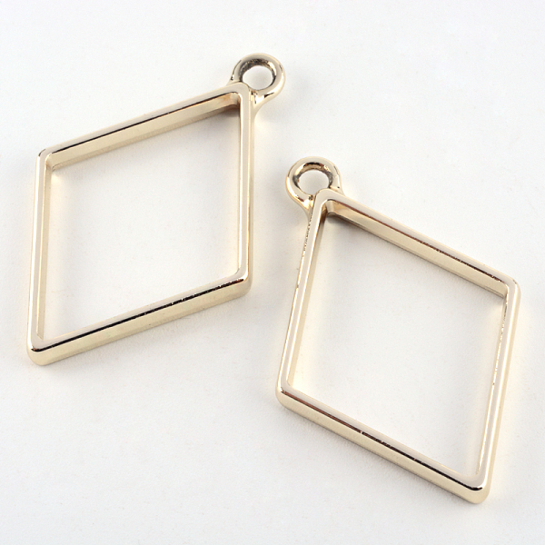 

PandaHall Rack Plating Alloy Rhombus Open Back Bezel Pendants, For DIY UV Resin, Epoxy Resin, Pressed Flower Jewelry, Cadmium Free & Nickel...