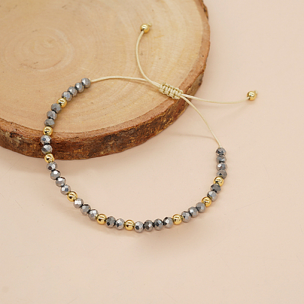 

PandaHall Adjustable Glass Braided Bead Bracelets, Slate Gray, 11 inch(28cm) Glass