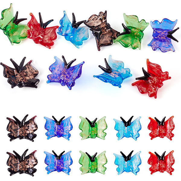 10Pcs 5 Colors Transparent Lampwork Beads