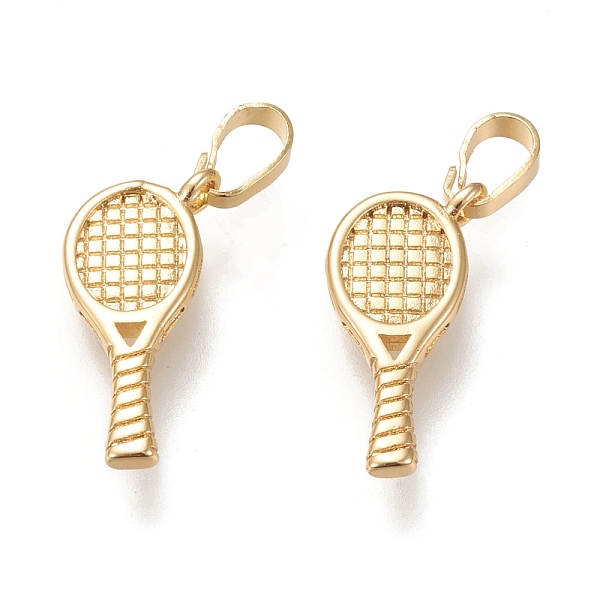 

PandaHall Brass Pendants, Sports Charms, Long-lasting Plated, Racket, Golden, 18x8x2mm, Hole: 5x4mm Brass Sports