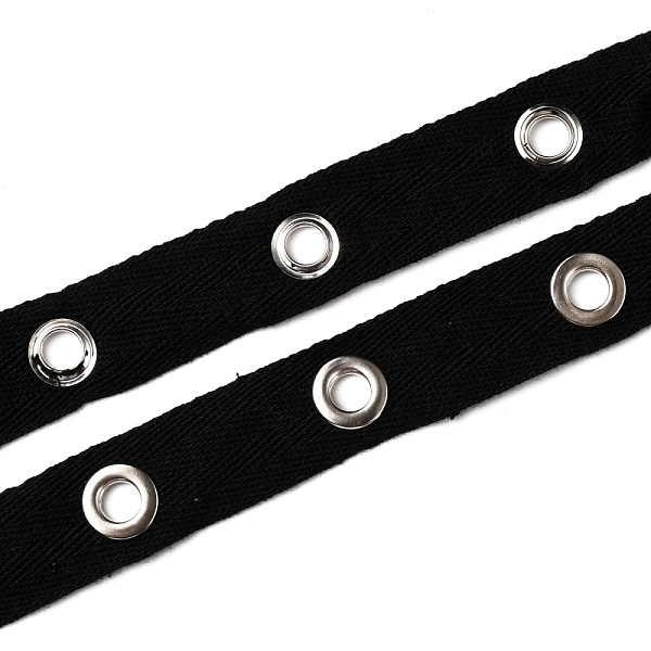 

PandaHall Cotton Ribbons with Eyelet Rings, for Garment Accessories, Black, 3/4 inch(20mm), hole: 6mm Cotton None Black