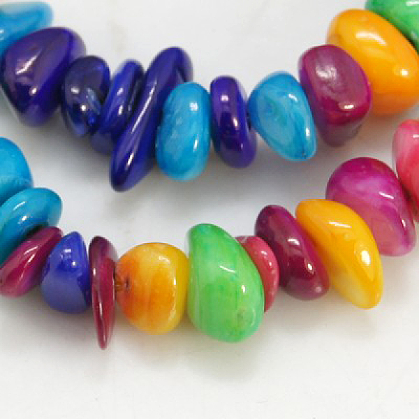 

PandaHall Natural Shell Beads Strands, Dyed, Amorphous, Mixed Color, 5~29x4~9x1~5mm, hole: 1mm, 130~170pcs/strand, 30 inch Freshwater Shell..., Multicolor