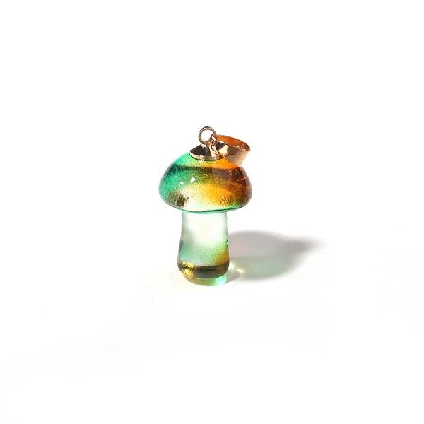 

PandaHall Lampwork Pendants, Mushroom Charms, Golden, Dark Orange, 25x15mm Lampwork Mushroom