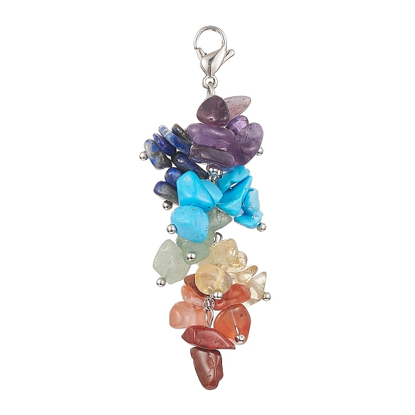 

PandaHall Chakra Natural & Synthetic Mixed Gemstone Chip Beaded Pendant Decorations, 304 Stainless Steel Lobster Claw Clasps, 69mm Mixed...