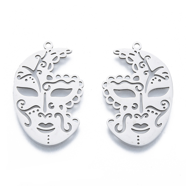 

PandaHall 201 Stainless Steel Pendants, Face Charm, Stainless Steel Color, 33x21x1mm, Hole: 1.5mm 201 Stainless Steel Others