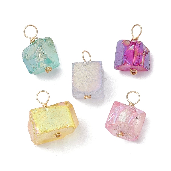 

PandaHall Electroplated Natural Quartz Pendants, Irregular Shaped Charms with Eco-Friendly Copper Wire Loops, Golden...