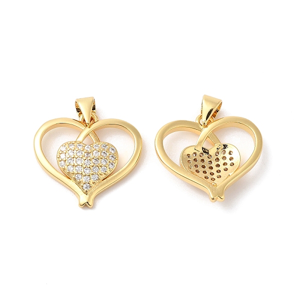 

PandaHall Brass Micro Pave Clear Cubic Zirconia Pendants, Heart Charms, Real 16K Gold Plated, 18x20x4mm, Hole: 4x3.5mm Brass+Cubic Zirconia...