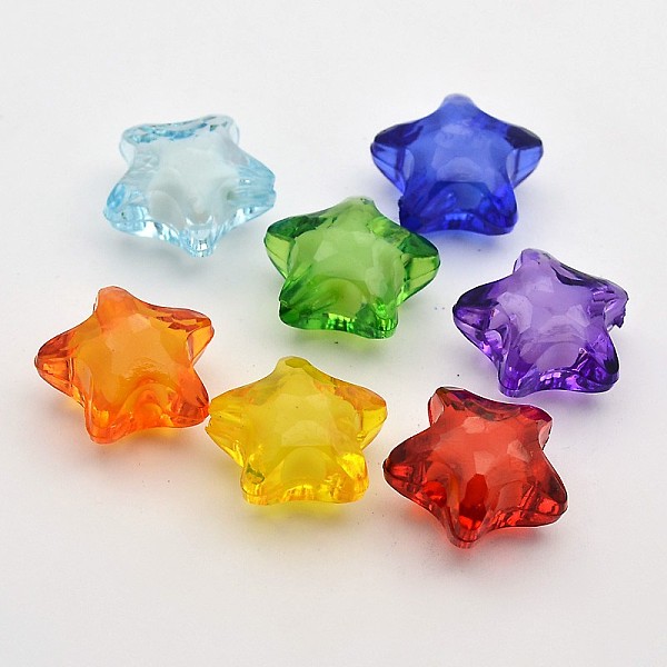 

PandaHall Transparent Acrylic Beads, Bead in Bead, Star, Mixed Color, 20x18x12mm, Hole: 3mm, about 270pcs/500g Acrylic Star Multicolor