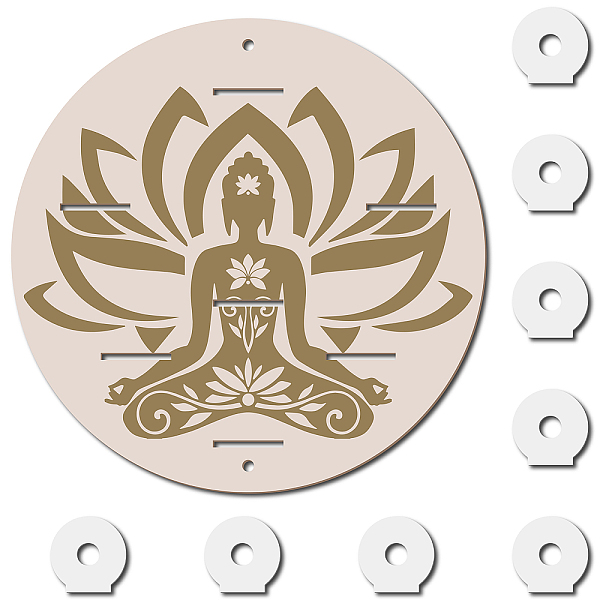 

PandaHall CREATCABIN Lotus Small Crystal Shelf Display Buddhism Round Wooden Crystal Holder Pendulum Floating Shelf Witch Stuff Boho...