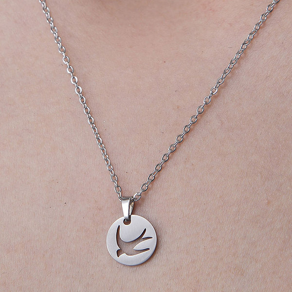 

PandaHall 201 Stainless Steel Swallow Pendant Necklace, Stainless Steel Color, 17.72 inch(45cm) 201 Stainless Steel Swallow