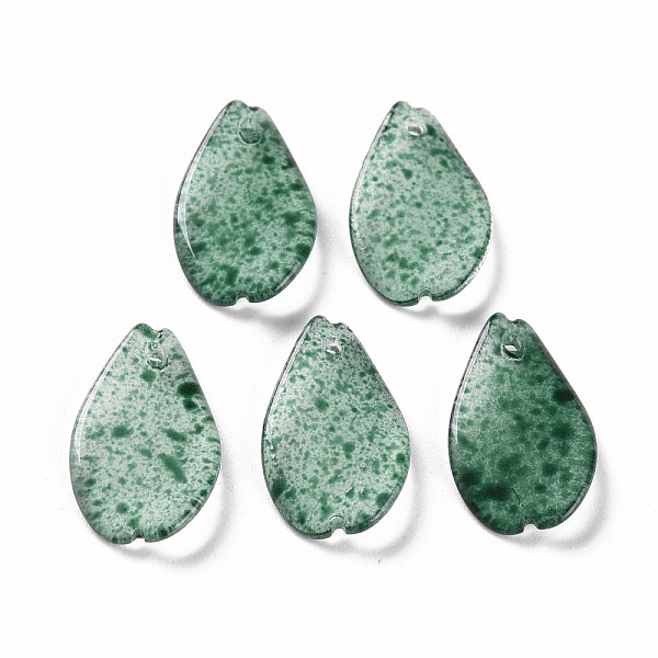 

PandaHall Transparent Spray Painted Glass Pendants, Petaline, Green, 16x9.5x2mm, Hole: 1mm Glass Petaline Green