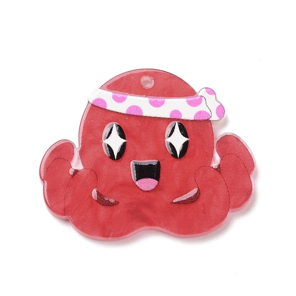 

PandaHall Acrylic Pendants, 3D Printed, Octopus Pattern, 29x35.5x2mm, Hole: 1.6mm Acrylic Octopus Red