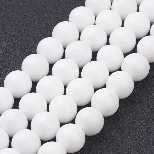 

PandaHall Natural Mashan Jade Round Beads Strands, Dyed, White, 10mm, Hole: 1mm, about 41pcs/strand, 15.7 inch Mashan Jade Round White