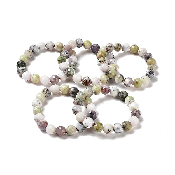 

PandaHall Natural African Opal Beaded Stretch Bracelets, Faceted Round, Inner Diameter: 2 inch(4.95~5.2cm) African Opal Round
