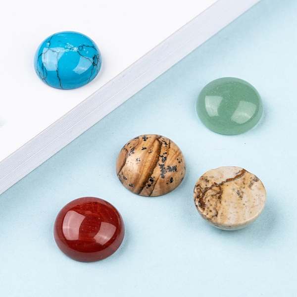 

PandaHall Natural Gemstone Cabochons, Half Round/Dome, Mixed Stone, 15x5mm Mixed Stone Half Round