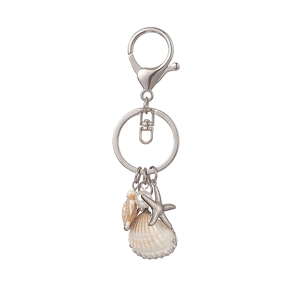 

PandaHall Shell Starfish Pendant Keychains, with Alloy Split Key Rings and Fish Brass Enamel Pendant, Turtle, Platinum, 10.1cm Shell Mixed...