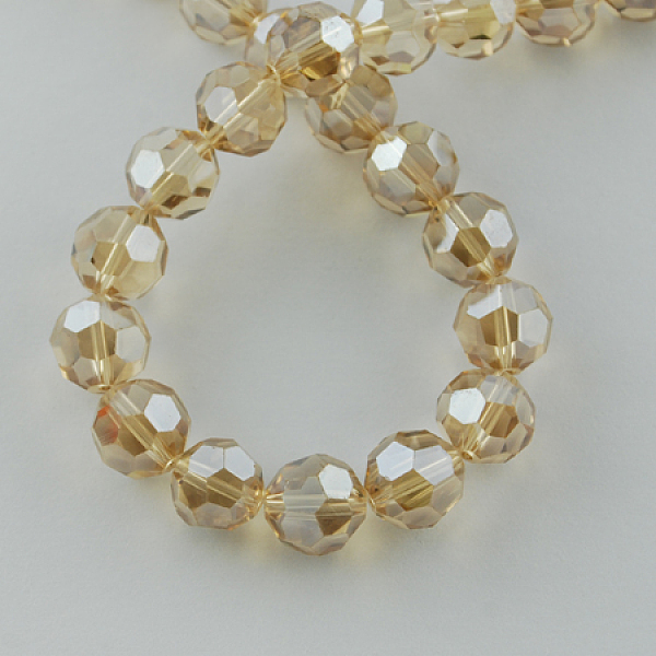 

PandaHall Electroplate Glass Bead Strands, Pearl Luster Plated, Faceted(32 Facets), Round, Pale Goldenrod, 6x5mm Glass Round Yellow