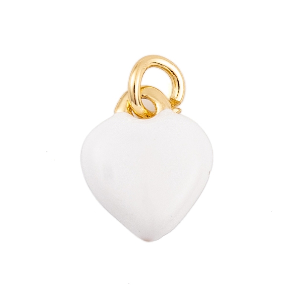 

PandaHall Rack Plating Brass Enamel Pendants, with Jump Ring, Cadmium Free & Lead Free, Long-Lasting Plated, Real 18K Gold Plated, Heart..., White