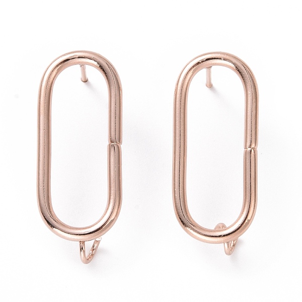 

PandaHall 201 Stainless Steel Stud Earring Findings, with Vertical Loop and 316 Stainless Steel Pin, Oval, Real Rose Gold Plated, 25.5x10mm...