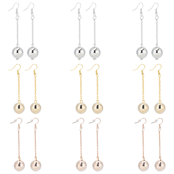 

PandaHall ANATTASOUL 9 Pairs 3 Color Bling Disco Ball CCB Plastic Dangle Earrings, Alloy Long Drop Earrings for Women, Mixed Color, 69mm...