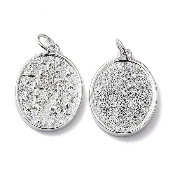 

PandaHall Brass Medal Pendants, with Jump Ring, Lead Free & Cadmium Free, Oval Charm, Platinum, 20.5x14.5x2mm, Hole: 3.6mm Brass Oval