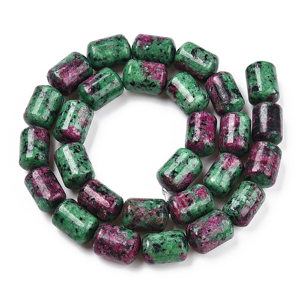 

PandaHall Synthetic Ruby in Zoisite Stone Column Beads Strands, Dyed, Olive Drab, 14x10mm, Hole: 1mm, about 28pcs/strand, 15.7 inch Ruby in..., Green