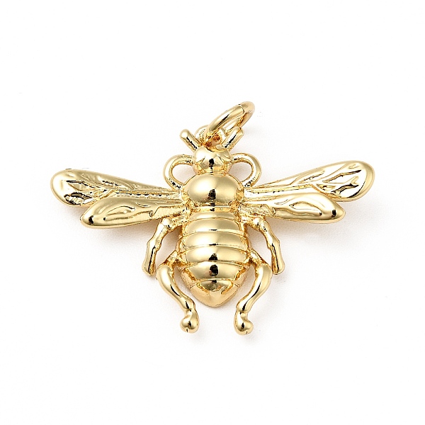 

PandaHall Rack Plating Brass Pendants, with Jump Ring, Cadmium Free & Nickel Free & Lead Free, Bee, Real 18K Gold Plated, 18x25x3.5mm, Hole...