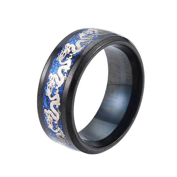 

PandaHall Bling Glitter 201 Stainless Steel Dragon Finger Ring for Women, Electrophoresis Black, Inner Diameter: 17mm 201 Stainless Steel