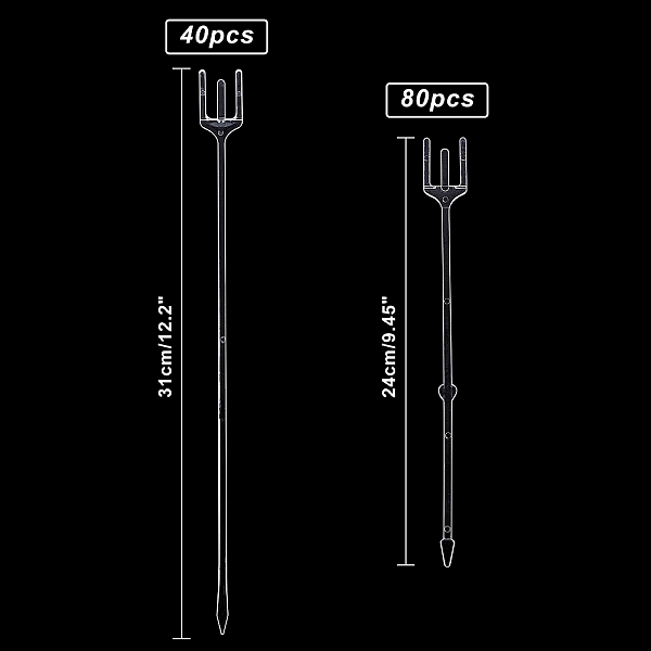 

PandaHall AHADERMAKER 120Pcs 2 Style Fork Shaped Plastic Floral Picks, Card Holders, for Weddings, Birthday Parties, Events, Decorations..., Clear
