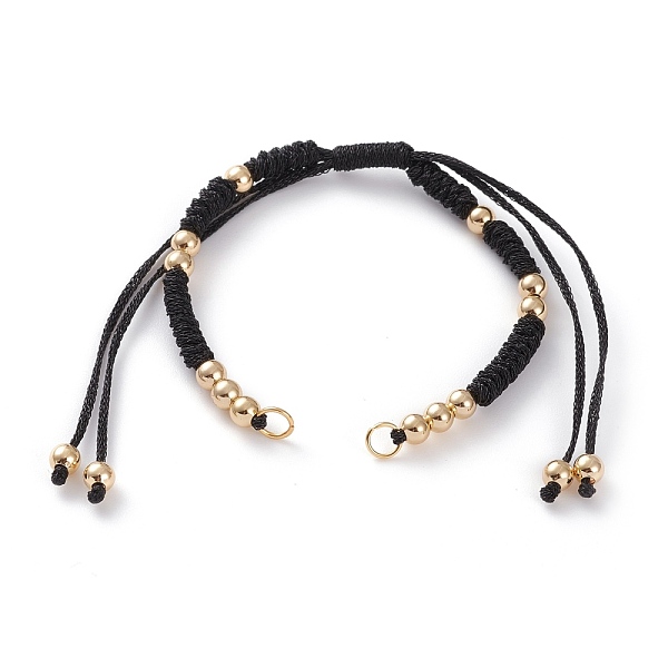 

PandaHall Adjustable Polyester Braided Cord Bracelet Making, with Metallic Cord, Brass Beads, 304 Stainless Steel Jump Rings, Black...