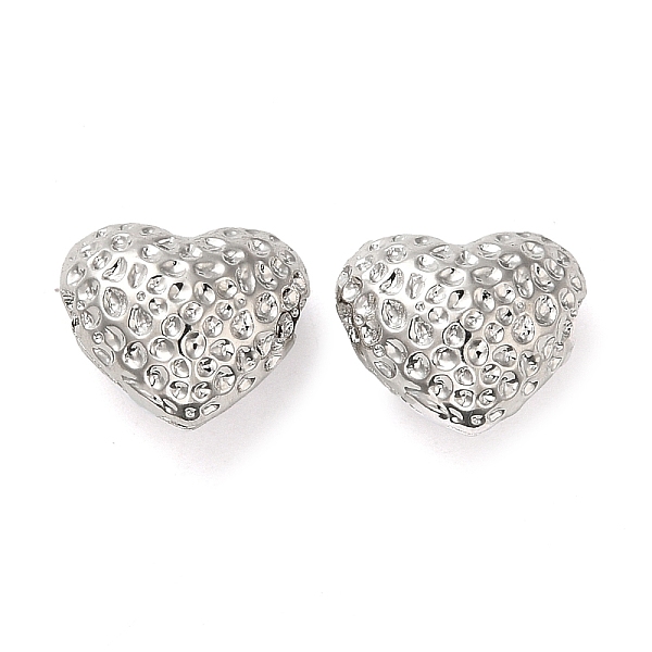 

PandaHall Brass Bead, Textured, Heart, Real Platinum Plated, 10x11x7mm, Hole: 1.6mm Brass Heart