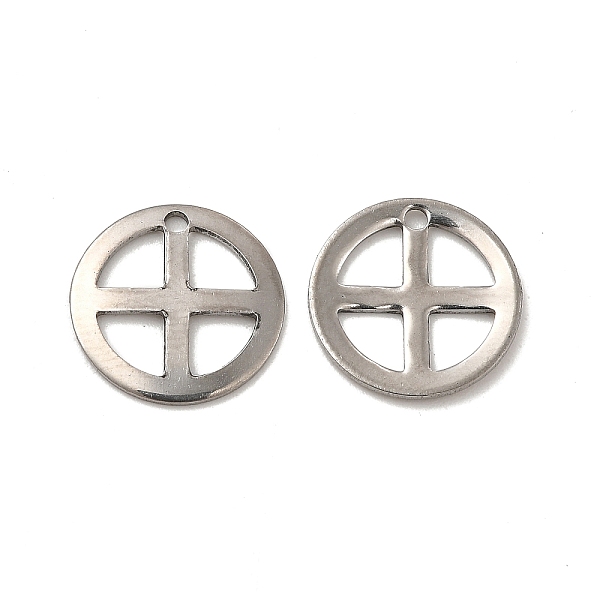 

PandaHall 201 Stainless Steel Pendants, Flat Round with Cross Charm, Stainless Steel Color, 13mm, Hole: 1.2mm 201 Stainless Steel Flat Round