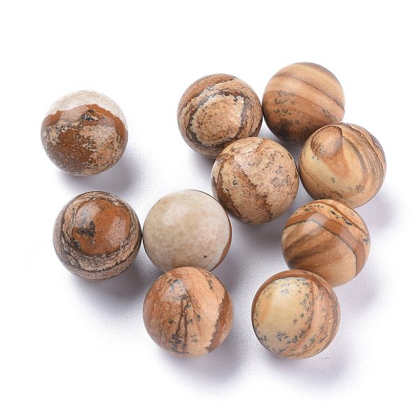 

PandaHall Natural Picture Jasper Beads, Gemstone Sphere, No Hole/Undrilled, Round, 17.5~18mm Picture Jasper Round