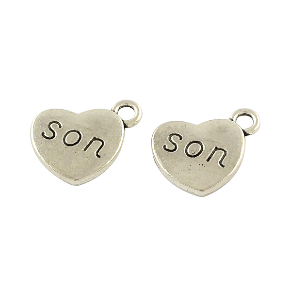 

PandaHall Mother's Day Theme, Tibetan Style Heart Alloy Pendants, with Word Son, Cadmium Free & Lead Free, Antique Silver, 18x15x3mm, Hole...