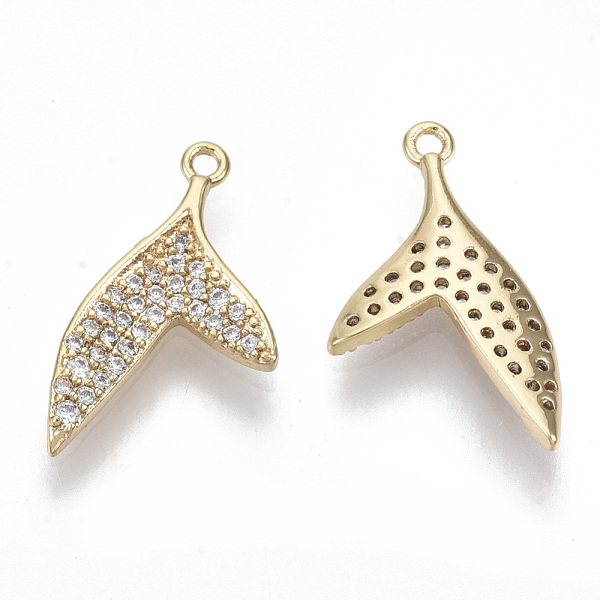 

PandaHall Brass Micro Pave Cubic Zirconia Pendants, Nickel Free, Fish Tail, Clear, Real 18K Gold Plated, 16.5x9x1.5mm, Hole: 1mm Brass+Cubic...