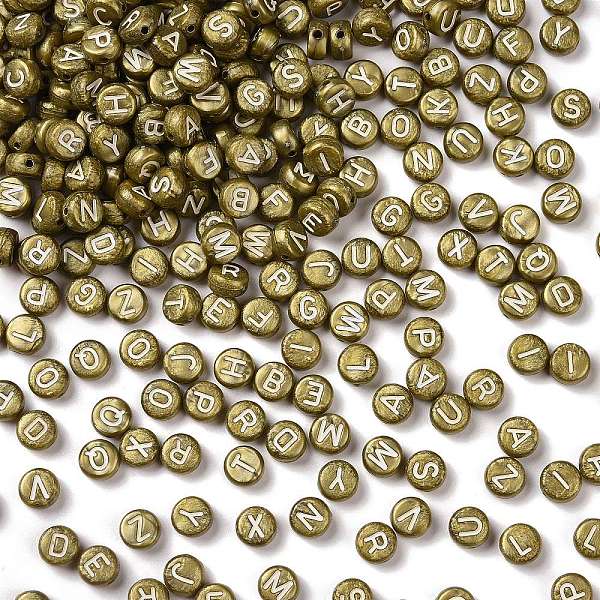 

PandaHall Opaque Acrylic Beads, with Enamel, Flat Round with Random Letter, Dark Goldenrod, 7x3.7mm, Hole: 1.2mm, about 3600pcs/500g Acrylic...