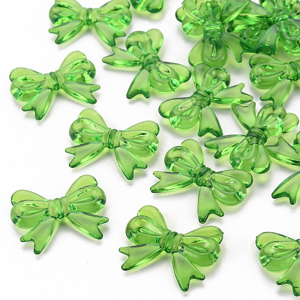 

PandaHall Transparent Acrylic Beads, Bowknot, Green, 23x29.5x6mm, Hole: 1.6mm, about 293pcs/500g Acrylic Bowknot Green