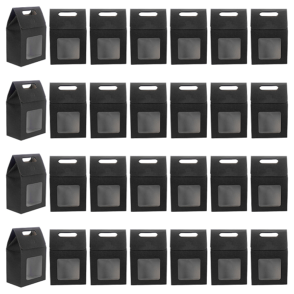 

PandaHall GOMAKERER 28 Pcs Paper Gift Bags, Black Gift Boxes Paper Bags with Transparent Window Reusable Bags for Mothers Day Wedding Party...