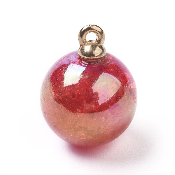 

PandaHall Transparent Crackle Acrylic Pendants, with Golden Plated Metal Findings, Round, Red, 20.5x16mm, Hole: 1.2mm Acrylic Round Red