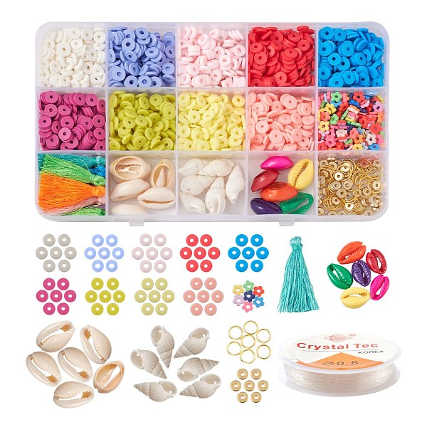 

PandaHall DIY Tassel Charm Heishi Beads Jewelry Set Making Kit, Including Polymer Clay & CCB Plastic Beads, Polyester Tassel Pendant..., Multicolor