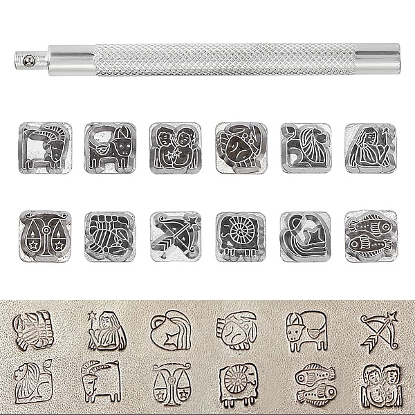 

PandaHall Carbon Steel Leathercraft Tool Sets, 12 Constellations Stamps, Stainless Steel Color, Tip: 1.05x1.05x1.3cm, Hole: 4.5mm, 12pcs...