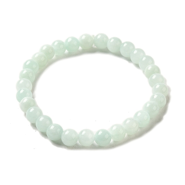 

PandaHall Natural Yellow Jade Beaded Stretch Bracelet, Dyed, Round, Alice Blue, 2 inch(5cm), Beads: 6mm Jade Blue