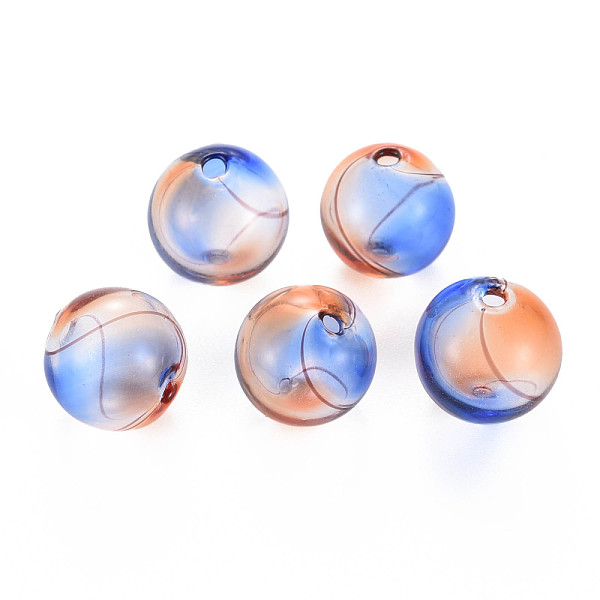 

PandaHall Transparent Handmade Blown Glass Globe Beads, Round, Sandy Brown, 12.5~14mm, Hole: 1~2mm Glass Round