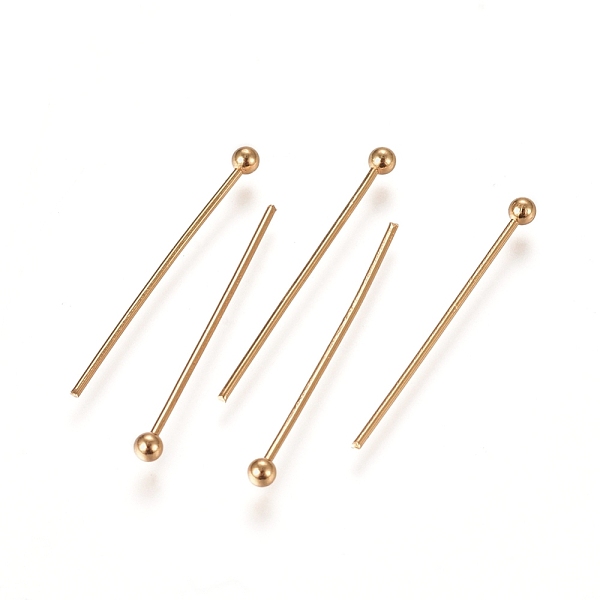 

PandaHall 304 Stainless Steel Ball Head Pins, Real 24k Gold Plated, 22x0.6mm, 22 Gauge, Head: 1.8mm 304 Stainless Steel