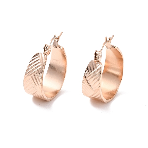 

PandaHall Ion Plating(IP) 304 Stainless Steel Thick Hoop Earrings for Women, Rose Gold, 22x19.5x8mm, Pin: 0.5mm 304 Stainless Steel Ring