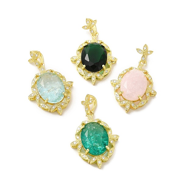 

PandaHall Rack Plating Brass & Crushed Ice Cut Cubic Zirconia Pendants, with Rhinestone, Real 14K Gold Plated, Cadmium Free & Lead Free..., Multicolor