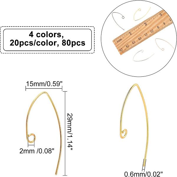 スーパーファインディング80個4色真鍮ピアスフック