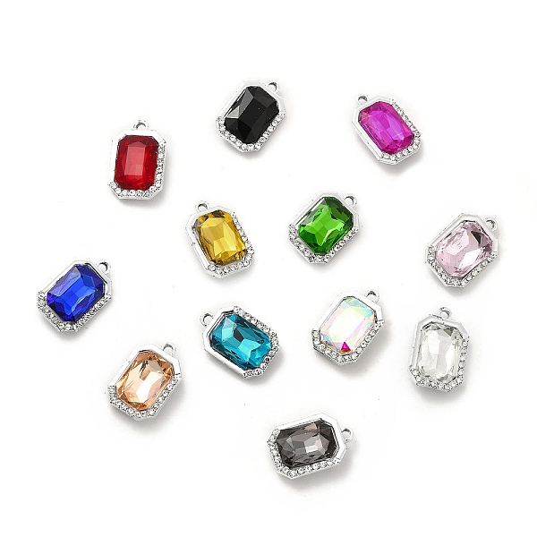 

PandaHall Alloy Glass Pendants, Crystal Rhinestone Octagon Rectangle Charm, Platinum, Mixed Color, 21x14x6mm, Hole: 1.8mm Alloy+Glass..., Multicolor