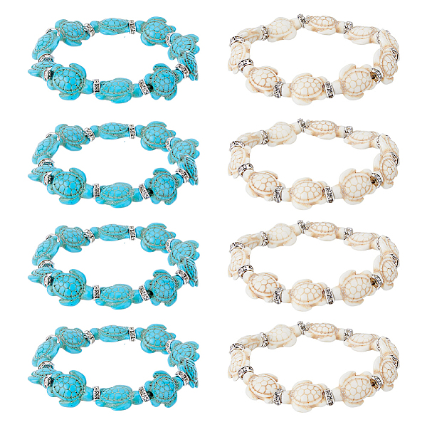 

PandaHall DICOSMETIC 8Pcs 2 Colors Dyed Synthetic Turquoise Tortoise Beaded Stretch Bracelets Set for Women, Mixed Color, Inner Diameter..., Multicolor